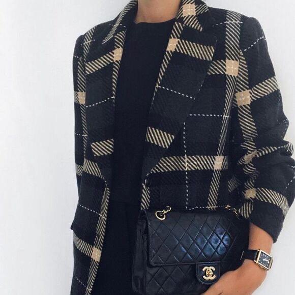 Plaid Blazer Jacket H&M Wool Blend Oversized New - Picture 8 of 12
